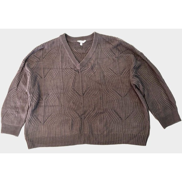 Terra & Sky Women’s Plus Size Sweater 4X Plum Purple V-Neck Long Sleeve Pullover - Picture 1 of 8